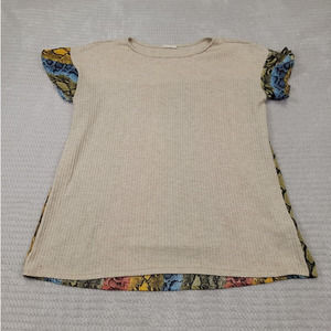 First Love Shirt Womens Medium Waffle Knit Over Sized Snake Print Back & Sleeve